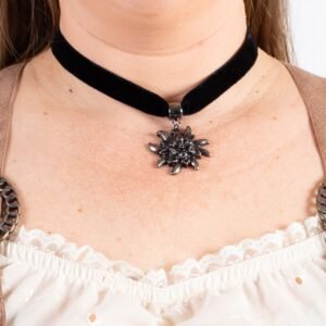Colar Veludo Preto Flor Edelweiss