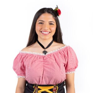 Blusa Ciganinha Vermelho com Branco Xadrez