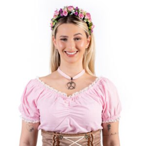 Blusa Ciganinha Rosa com Branco Xadrez
