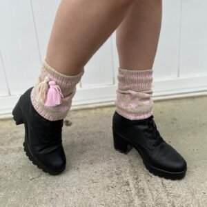 Polaina Bege com Rosa Coração