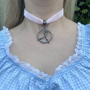 Colar Veludo Rosa Bretzel