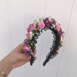 Tiara Típica Roxa e Rosa